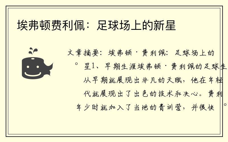 埃弗顿费利佩：足球场上的新星